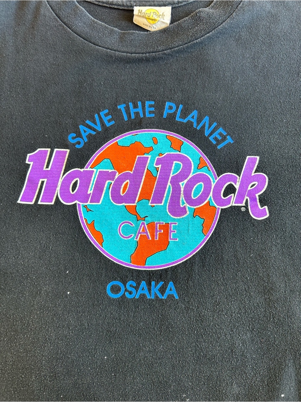 Vintage Hard Rock Cafe Osaka Japan T Shirt USA Made XL Faded Distressed 90s